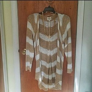 Cream knit open cardigan